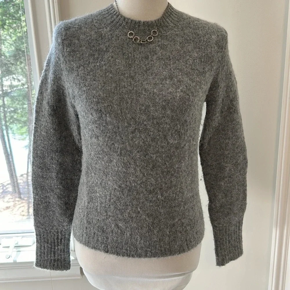 J. Crew Point Sur Alpaca Merino Wool Crewneck Knit Sweater Grey, XS, EUC